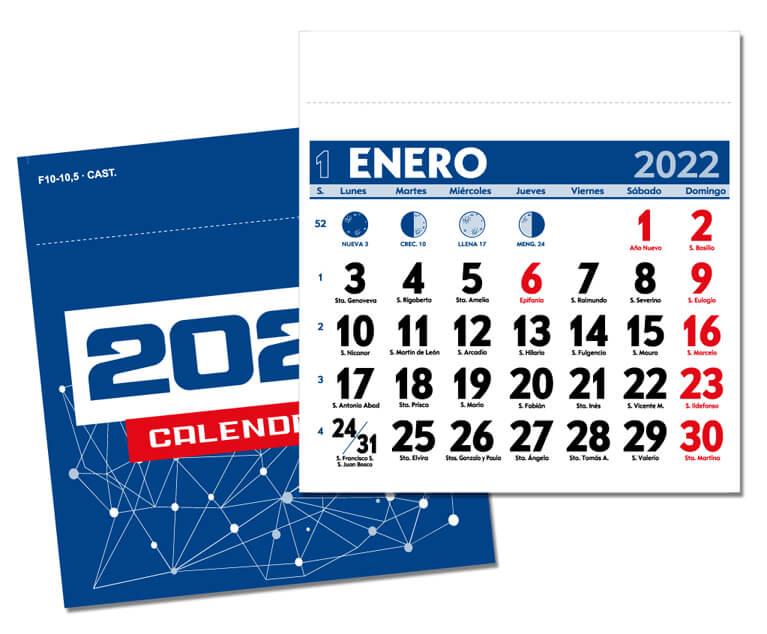 Faldillas calendarios 2022